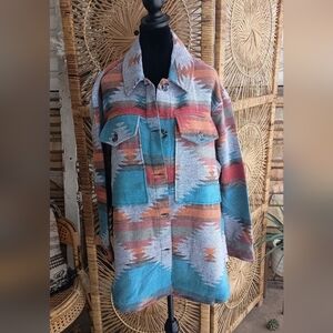 Dictionary Southwestern Colorful Patterned Shacket/Jacket_L/XL